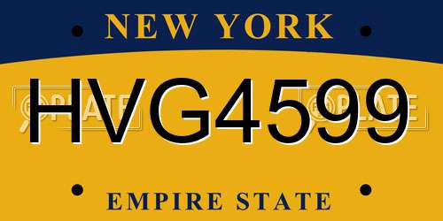 HVG4599 New York License Plate