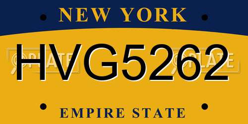 HVG5262 New York License Plate