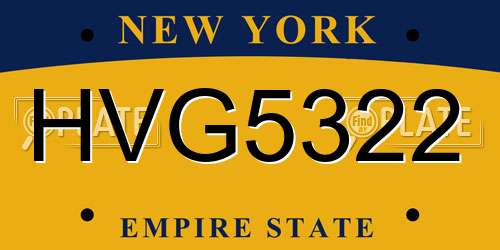 HVG5322 New York License Plate