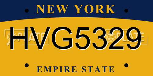 HVG5329 New York License Plate