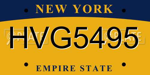 HVG5495 New York License Plate