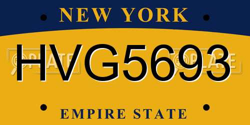 HVG5693 New York License Plate