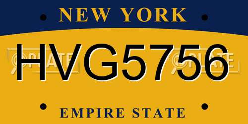 HVG5756 New York License Plate