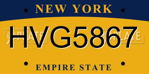 HVG5867 New York License Plate