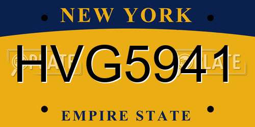 HVG5941 New York License Plate