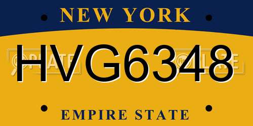 HVG6348 New York License Plate