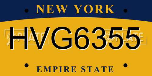 HVG6355 New York License Plate