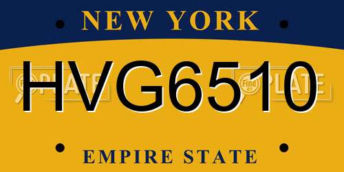 HVG6510 New York License Plate
