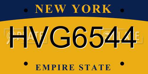 HVG6544 New York License Plate