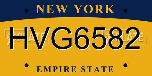 HVG6582 New York License Plate