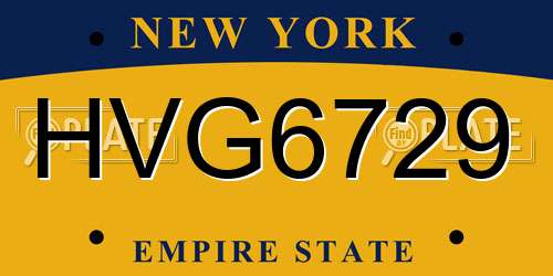 HVG6729 New York License Plate