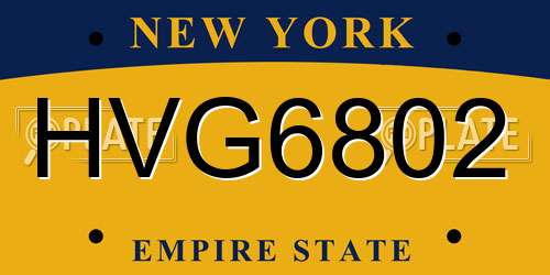 HVG6802 New York License Plate