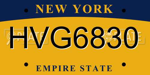 HVG6830 New York License Plate