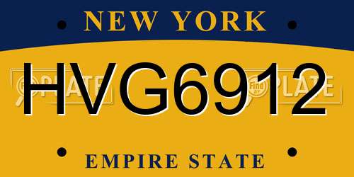 HVG6912 New York License Plate