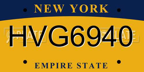 HVG6940 New York License Plate