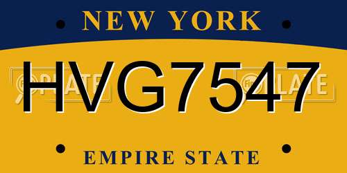 HVG7547 New York License Plate