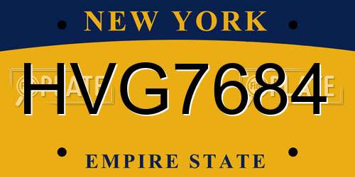 HVG7684 New York License Plate