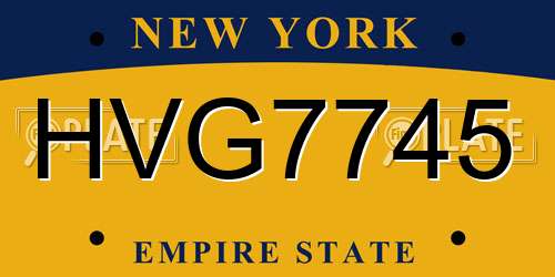 HVG7745 New York License Plate