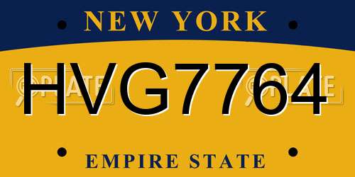 HVG7764 New York License Plate