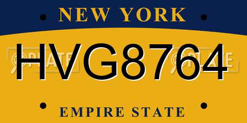HVG8764 New York License Plate