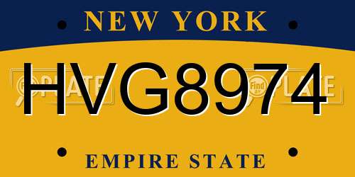 HVG8974 New York License Plate
