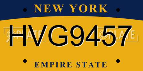 HVG9457 New York License Plate