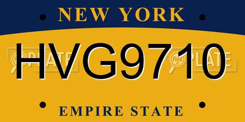 HVG9710 New York License Plate