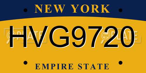 HVG9720 New York License Plate