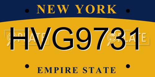 HVG9731 New York License Plate