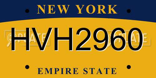 HVH2960 New York License Plate