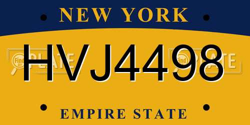 HVJ4498 New York License Plate