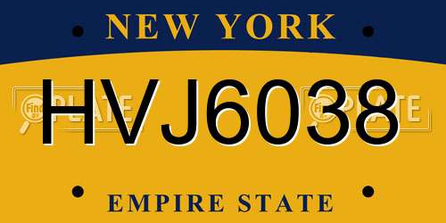HVJ6038 New York License Plate