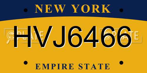 HVJ6466 New York License Plate