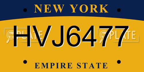 HVJ6477 New York License Plate