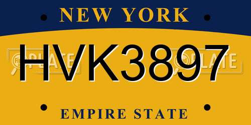 HVK3897 New York License Plate