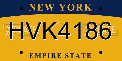 HVK4186 New York License Plate