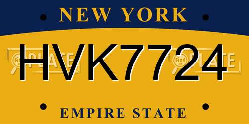 HVK7724 New York License Plate