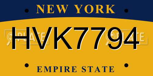 HVK7794 New York License Plate
