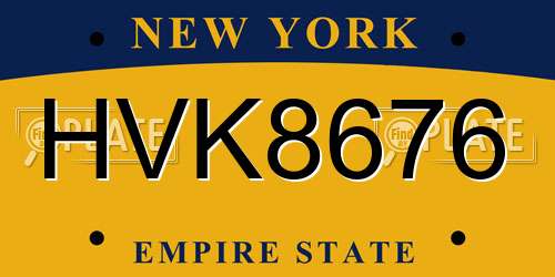 HVK8676 New York License Plate