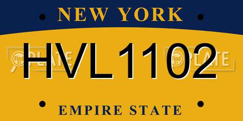 HVL1102 New York License Plate
