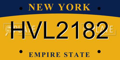 HVL2182 New York License Plate