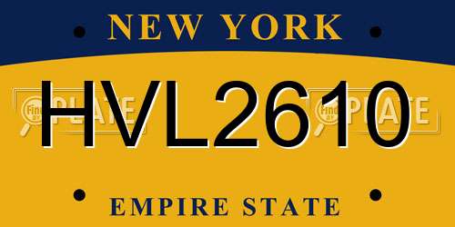 HVL2610 New York License Plate