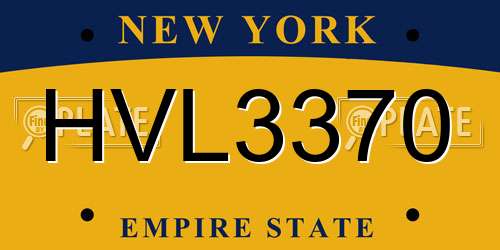 HVL3370 New York License Plate