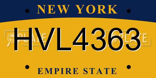 HVL4363 New York License Plate