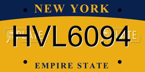 HVL6094 New York License Plate