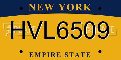 HVL6509 New York License Plate