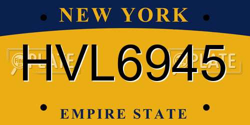 HVL6945 New York License Plate