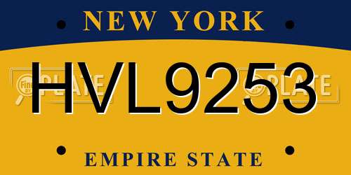 HVL9253 New York License Plate