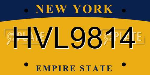 HVL9814 New York License Plate