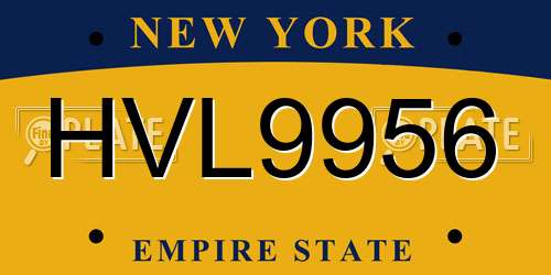 HVL9956 New York License Plate